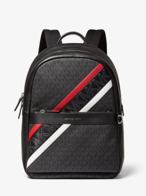 Greyson Striped Logo and Leather Backpack Michael Kors