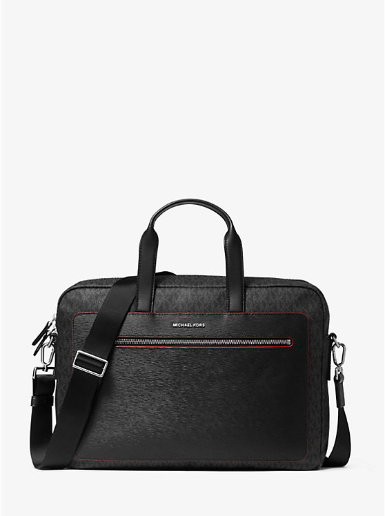 Hudson Logo and Crossgrain Leather Briefcase image number 0
