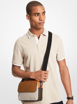 Hudson Color-Block Logo and Leather Crossbody Bag