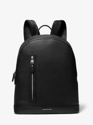Michael Kors Mens Black Hudson Slim Pebbled Leather Backpack