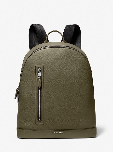 Hudson Slim Pebbled Leather Backpack - OLIVE - 33U2LHDB2L