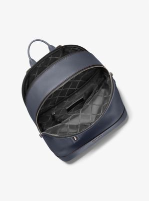 Hudson Slim Pebbled Leather Backpack in NAVY | Michael Kors