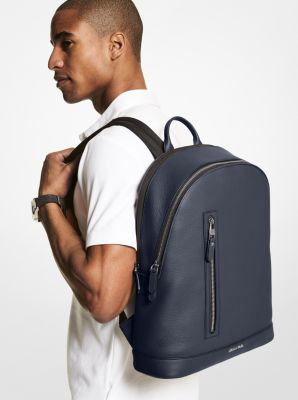 Hudson Slim Pebbled Leather Backpack in NAVY | Michael Kors