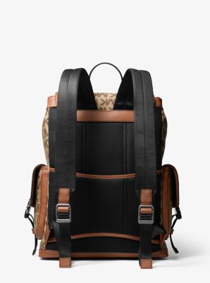 Michael Kors Monogram Pattern Zipped Backpack in Black for Men