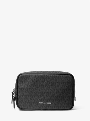 NEW Michael Kors Black Monogram Logo Coated Canvas Flight Travel