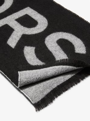 Sciarpa oversize in maglia con logo in NERO/GUSCIO D'UOVO | Michael Kors