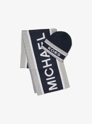 Logo Jacquard Beanie Hat and Scarf Set | Michael Kors