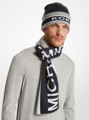 Logo Jacquard Beanie Hat and Scarf Set Michael Kors