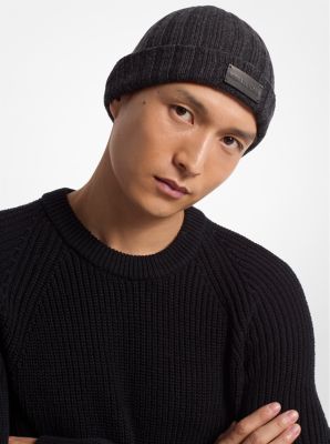Ribbed Wool Beanie Hat in CHARCOAL MELANGE | Michael Kors