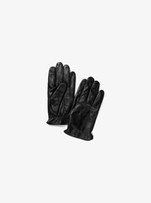 Michael kors black leather gloves on sale