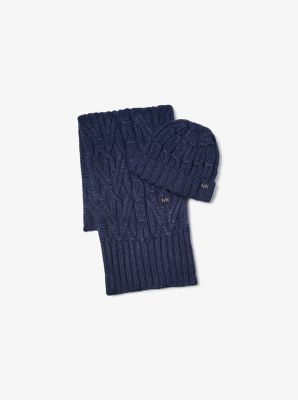 Set aus Beanie und Schal im Zopfstrick image number 0