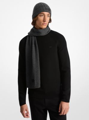 Set aus Beanie und Schal im Rippstrick