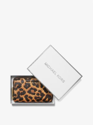 Small Leopard Print Calf Hair Wallet