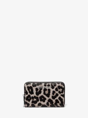 Small Leopard Print Calf Hair Wallet