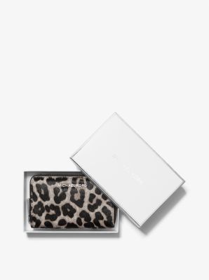 Small Leopard Print Calf Hair Wallet