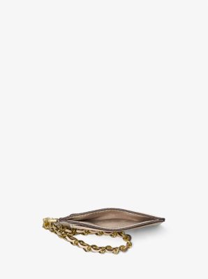 Small Pebbled Leather Chain Card Case