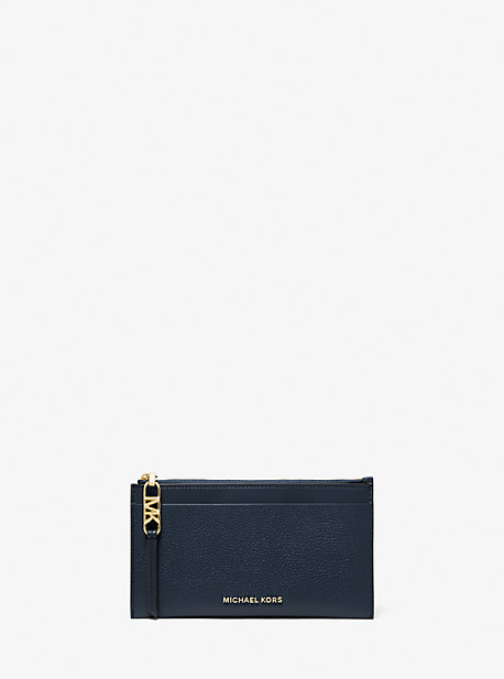 MK Empire Large Pebbled Leather Card Case - Navy - Michael Kors
