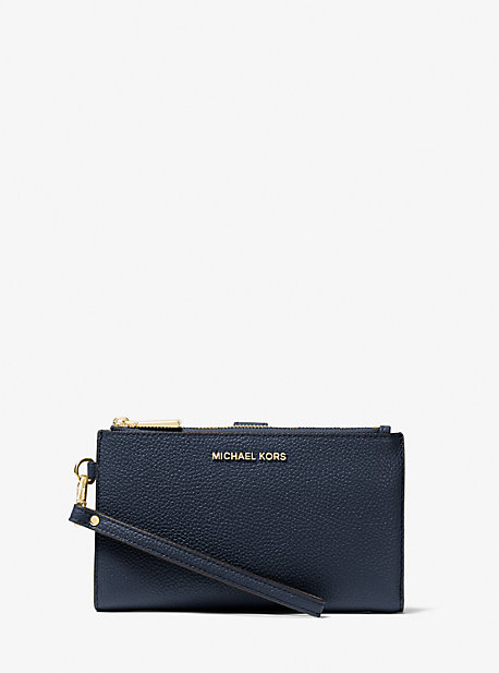 MK Adele Pebbled Leather Smartphone Wallet - Navy - Michael Kors