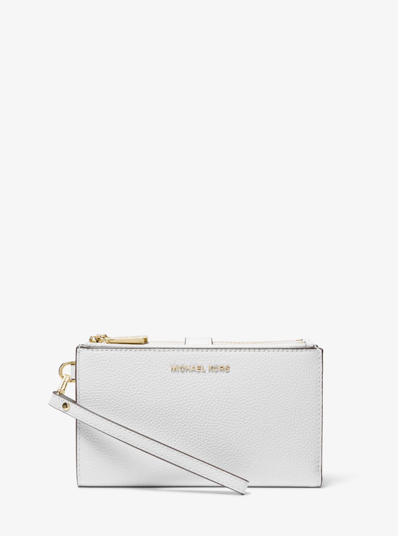 MK Adele Pebbled Leather Smartphone Wallet - White - Michael Kors