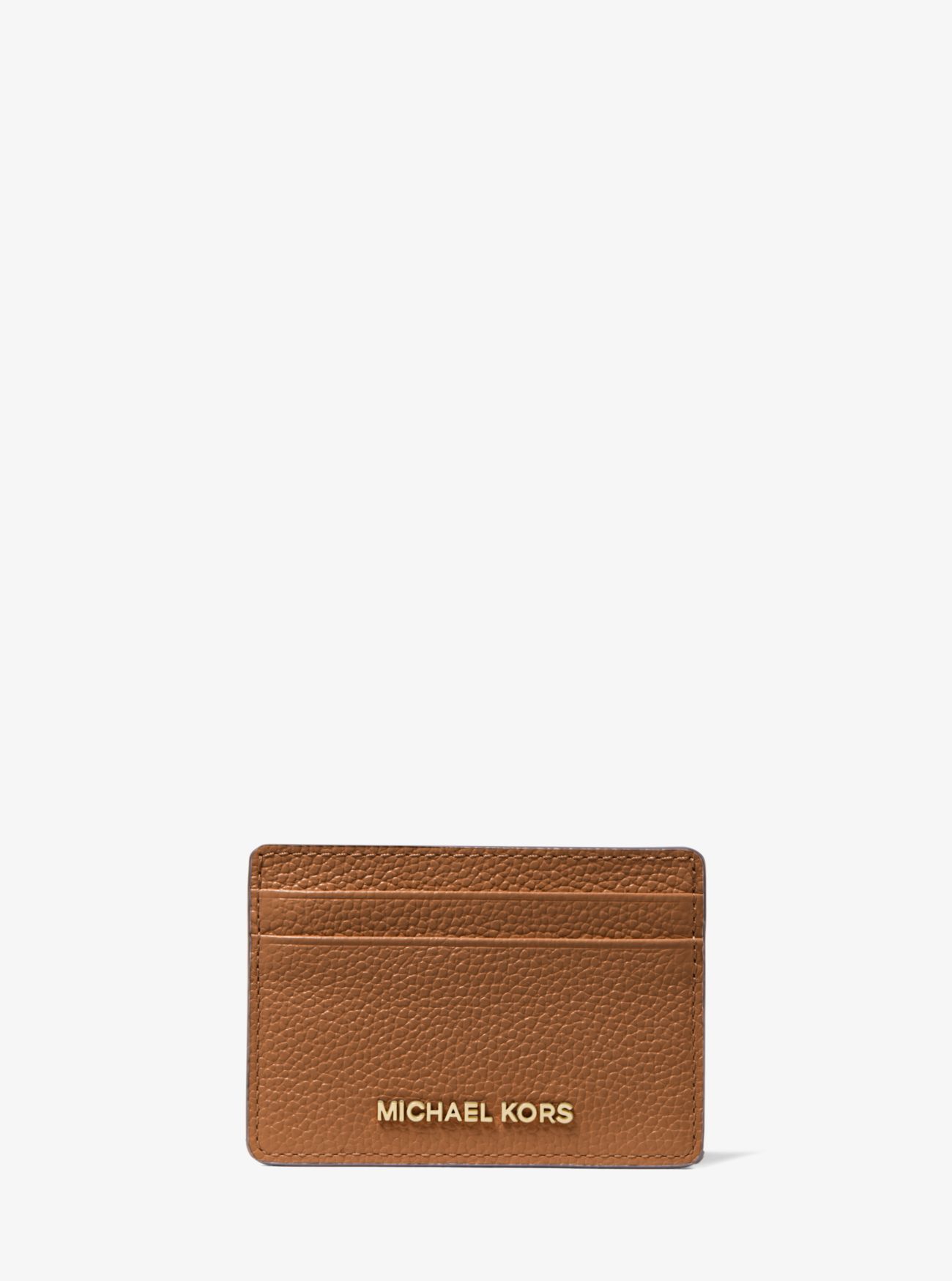 MK Pebbled Leather Card Case - Brown - Michael Kors