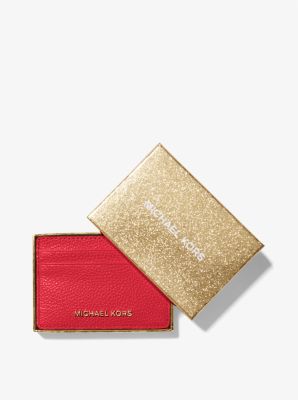 Porte-cartes en cuir grain&eacute; in CRAMOISI | Michael Kors