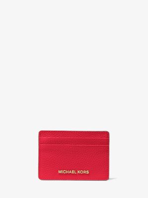 Tarjetero de piel granulada in ROJO BRILLANTE | Michael Kors
