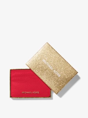 Tarjetero de piel granulada in ROJO BRILLANTE | Michael Kors