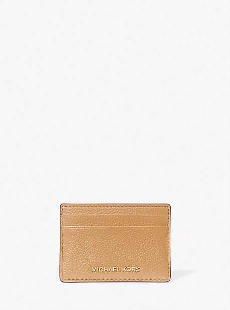 MK Pebbled Leather Card Case - Pale Peanut - Michael Kors