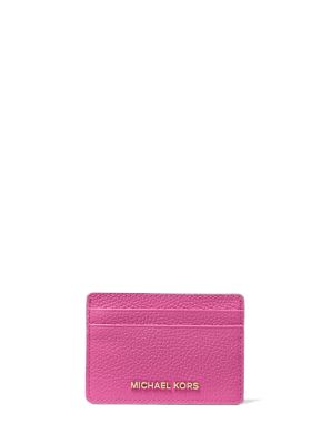 Porte-cartes en cuir grain&eacute; in FRENCH PINK | Michael Kors