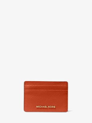 Porta carte di credito in pelle martellata in DEEP ORANGE | Michael Kors