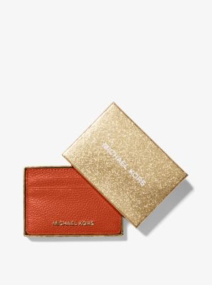 Porta carte di credito in pelle martellata in DEEP ORANGE | Michael Kors