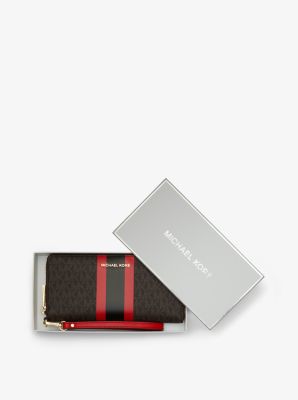 Logo Stripe Continental Wristlet