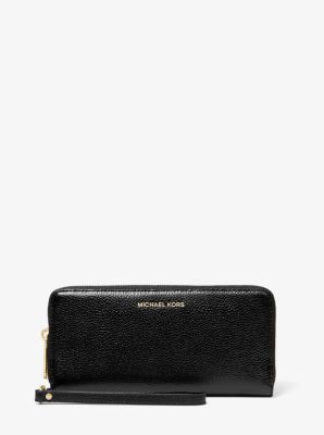 Pebbled Leather Continental Wristlet 