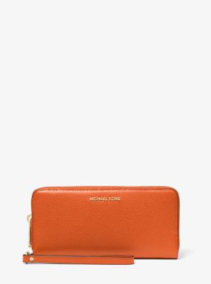 Pebbled Leather Continental Wristlet in LT TERRACTTA | Michael Kors