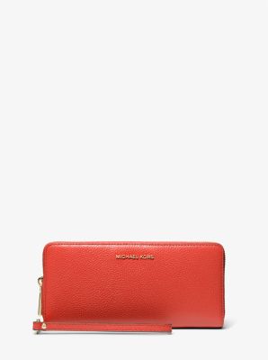 Pebbled Leather Continental Wristlet in BR TERRACTTA | Michael Kors