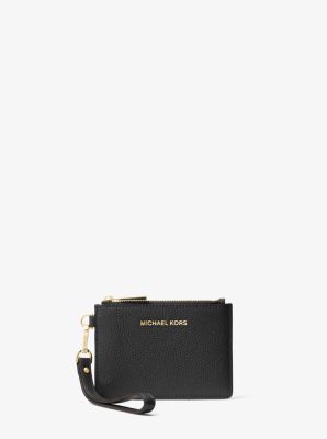 michael kors black leather wristlet