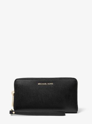 Michael Kors Large Crossgrain Leather Smartphone Convertible Crossbody Bag  in Black