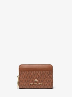 Michael Kors MK Logo Small Zip around Wallet in Brown