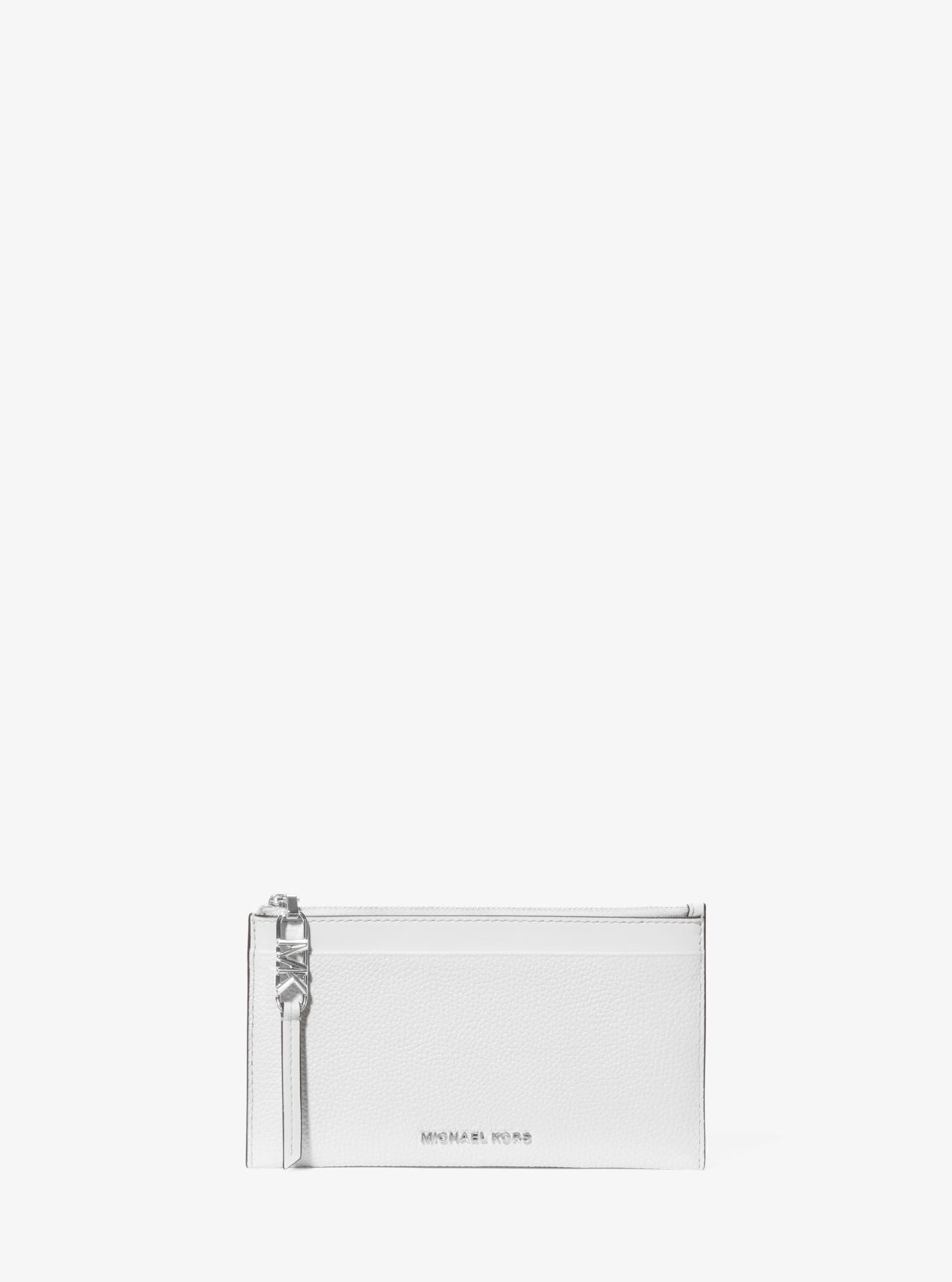 MK Empire Large Pebbled Leather Card Case - White - Michael Kors