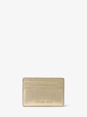 Metallic Pebbled Leather Card Case 