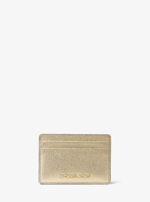 Metallic Pebbled Leather Card Case | Michael Kors