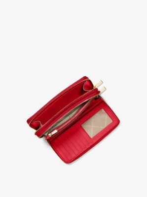 Jet Set Pebbled Leather Double-Zip Continental Wristlet