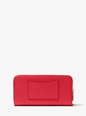 Jet Set Pebbled Leather Double-Zip Continental Wristlet