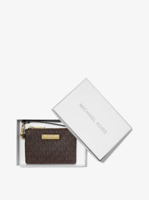 Small Logo and Leather Coin Wristlet image number 1