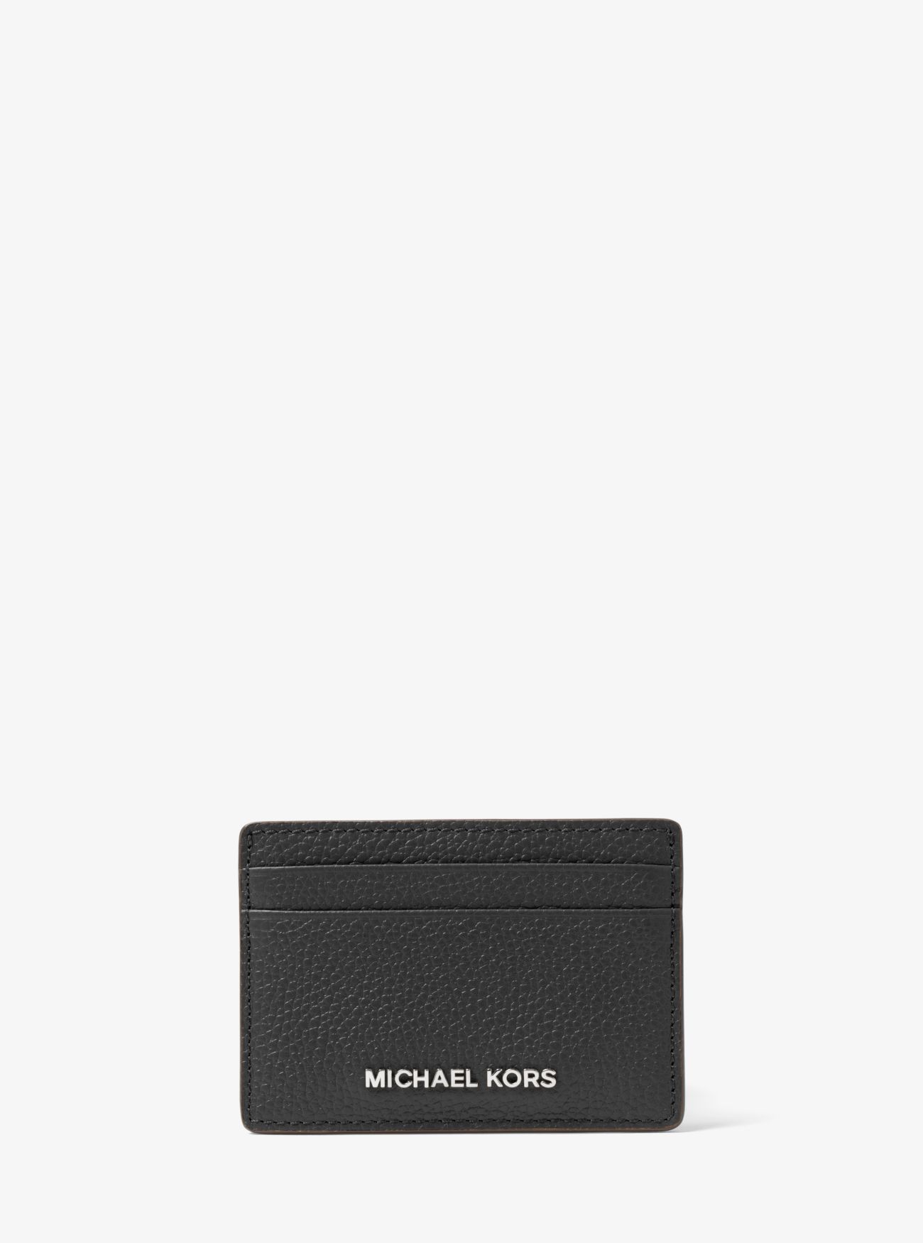 MK Pebbled Leather Card Case - Black - Michael Kors