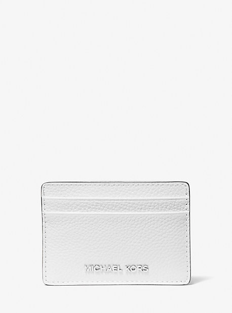 MK Pebbled Leather Card Case - Optic White - Michael Kors