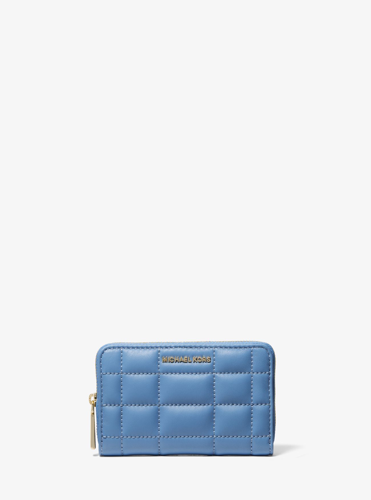 MK Small Quilted Leather Wallet - Blue - Michael Kors