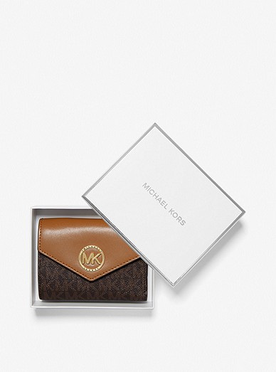Carmen Medium Logo And Leather Tri-fold Envelope Wallet | Michael Kors