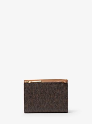 Louis Vuitton Brown Monogram Logo Saffiano Leather Trifold Wallet