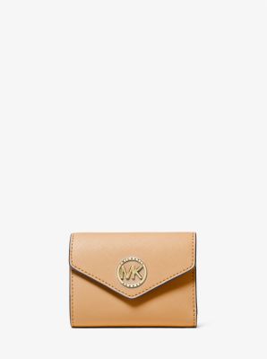 MK Carmen Medium Saffiano Leather Tri-Fold Envelope Wallet - Brown - Michael Kors